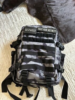 WOLF Tactical Backpack - Gray Camouflage with Black Straps